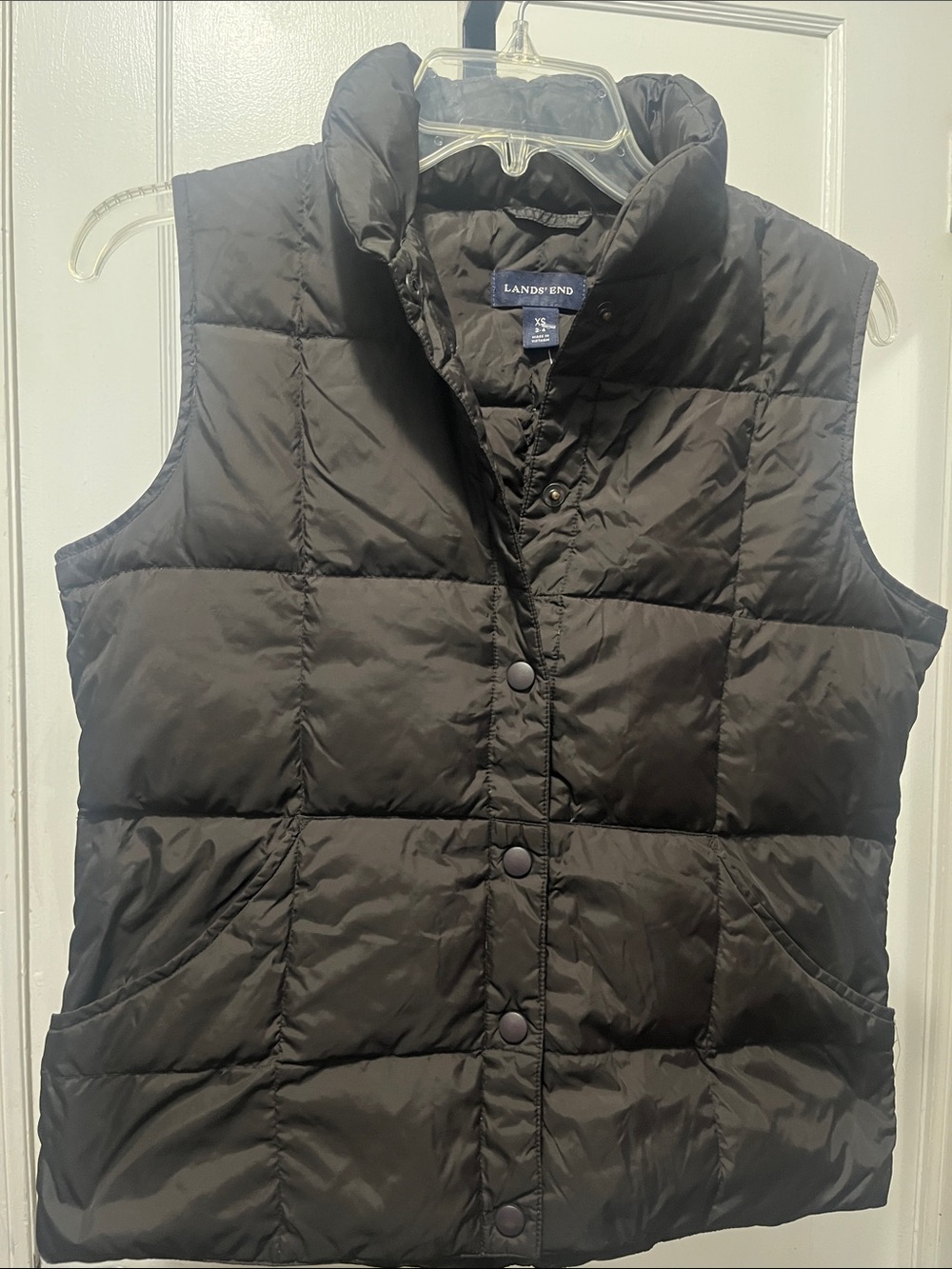 Lands' End Black Quilted Puffer Vest Sz XS nwot